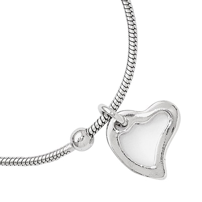 Captive Abstract Heart Dangle Anklet in Sterling Silver - 10"