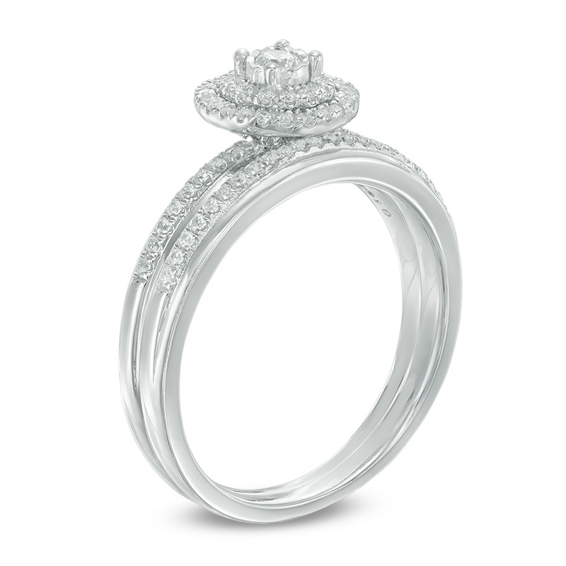 0.30 CT. T.W. Diamond Double Frame Bridal Set in 10K White Gold|Peoples Jewellers