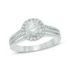 Thumbnail Image 0 of 1.10 CT. T.W. Diamond Frame Triple Row Split Shank Engagement Ring in 14K White Gold