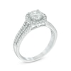 Thumbnail Image 1 of 1.10 CT. T.W. Diamond Frame Triple Row Split Shank Engagement Ring in 14K White Gold