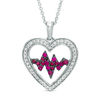 Lab-Created Ruby and White Sapphire Heartbeat Pendant in Sterling Silver