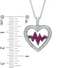 Lab-Created Ruby and White Sapphire Heartbeat Pendant in Sterling Silver