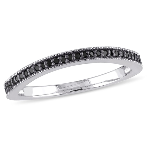 0.14 CT. T.W. Black Diamond Curved Vintage-Style Band in Sterling Silver