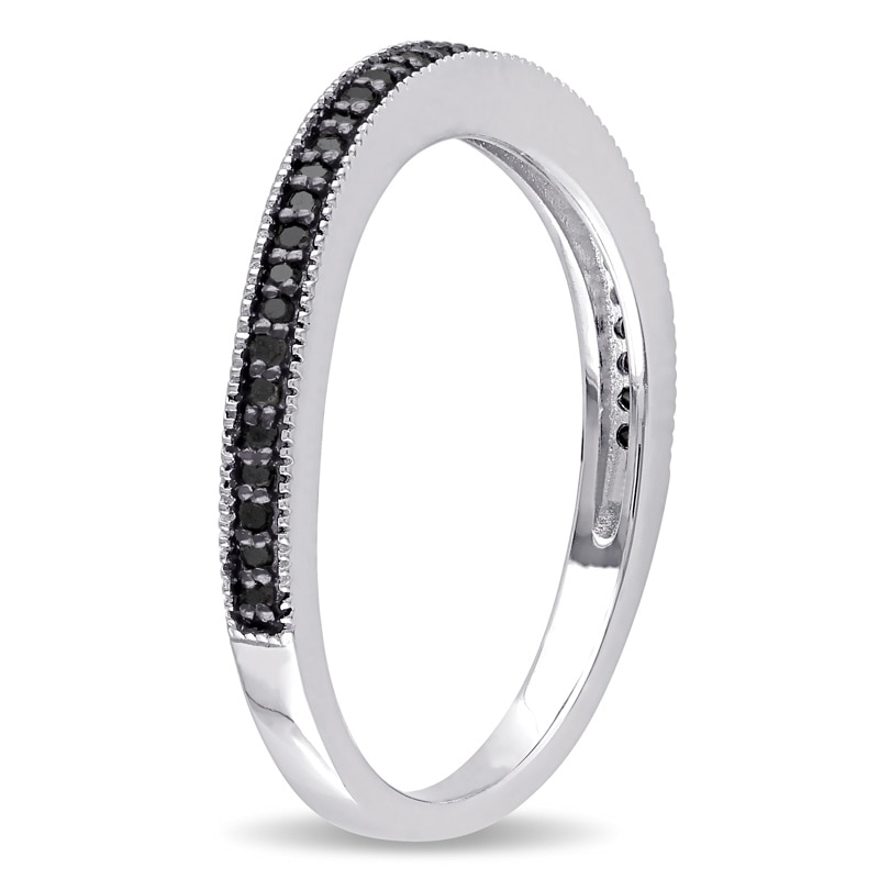 0.14 CT. T.W. Black Diamond Curved Vintage-Style Band in Sterling Silver|Peoples Jewellers