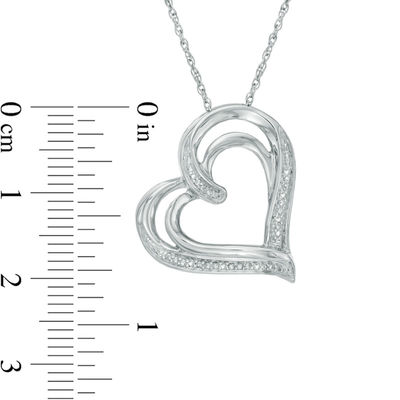 Diamond Accent Tilted Heart Pendant in Sterling Silver