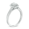 0.25 CT. T.W. Baguette and Round Composite Diamond Rectangle Frame Bold Engagement Ring in 10K White Gold