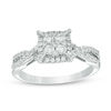 Thumbnail Image 0 of 0.50 CT. T.W. Princess-Shaped Multi-Diamond Frame Twist Shank Ring in 10K White Gold