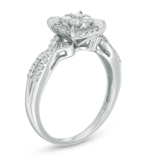 0.50 CT. T.W. Princess-Shaped Multi-Diamond Frame Twist Shank Ring in 10K White Gold