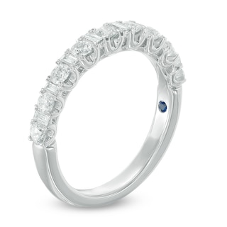 Vera Wang Love Collection 0.58 CT. T.W. Baguette and Round Diamond Alternating Wedding Band in 14K White Gold