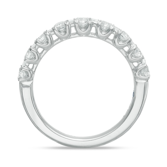 Vera Wang Love Collection 0.58 CT. T.W. Baguette and Round Diamond Alternating Wedding Band in 14K White Gold