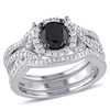 1.51 CT. T.W. Enhanced Black and White Diamond Frame Twist Three Piece Bridal Set in 10K White Gold