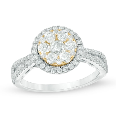 1.26 CT. T.W. Composite Diamond Frame Engagement Ring in 10K Two-Tone Gold