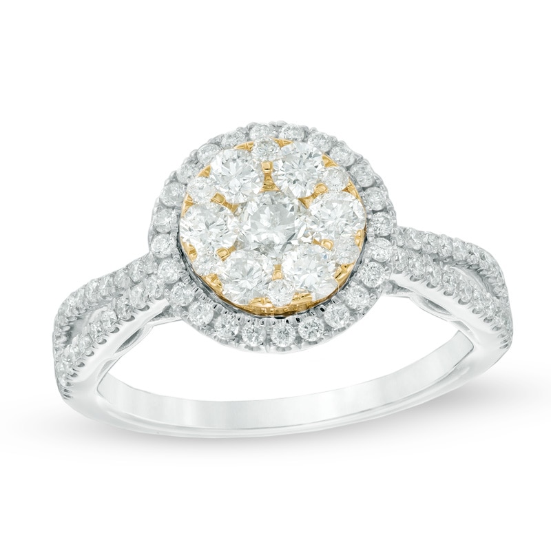 1.26 CT. T.W. Composite Diamond Frame Engagement Ring in 10K Two-Tone Gold|Peoples Jewellers