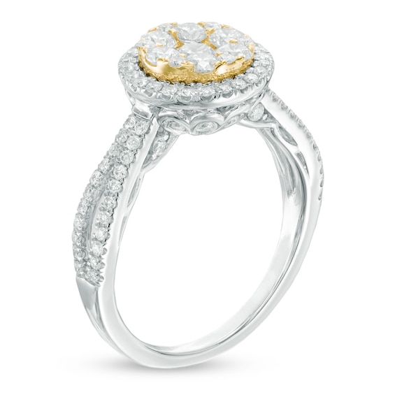 1.26 CT. T.W. Composite Diamond Frame Engagement Ring in 10K Two-Tone Gold