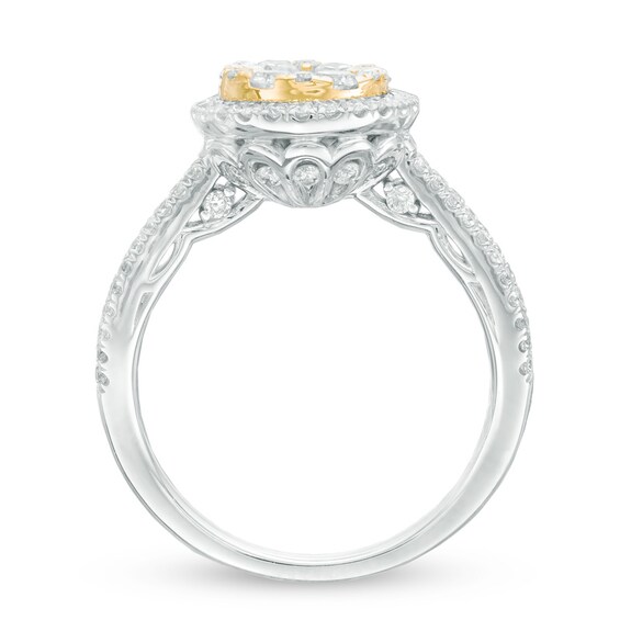 1.26 CT. T.W. Composite Diamond Frame Engagement Ring in 10K Two-Tone Gold