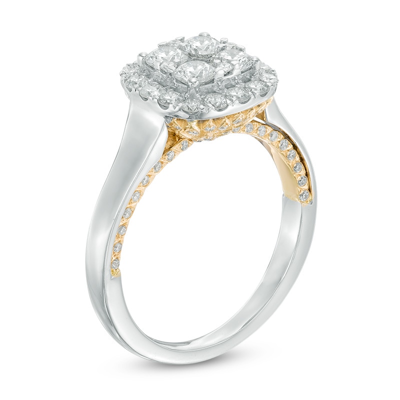 1.30 CT. T.W. Composite Diamond Cushion Frame Ring in 14K Two-Tone Gold|Peoples Jewellers
