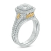 1.75 CT. T.W. Composite Diamond Square Frame Vintage-Style Bridal Set in 14K Two-Tone Gold