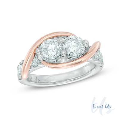 Ever Us™ 2.00 CT. T.W. Two-Stone Diamond Swirl Band in 14K Two-Tone Gold