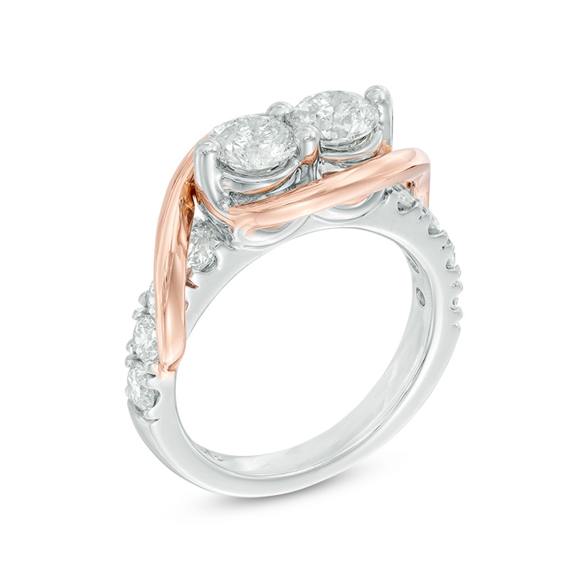 Ever Us™ 2.00 CT. T.W. Two-Stone Diamond Swirl Band in 14K Two-Tone Gold