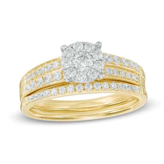 0.75 CT. T.W. Diamond Composite Double Row Bridal Set in 10K Gold