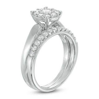 0.75 CT. T.W. Diamond Frame Bridal Set in 14K White Gold