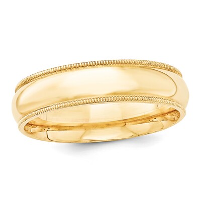 Ladies' 6.0mm Comfort-Fit Milgrain Wedding Band in 14K Gold