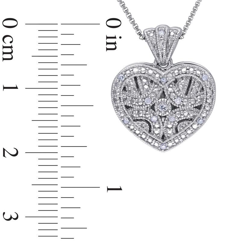 Diamond Accent Vintage-Style Beaded Heart Frame Locket in Sterling Silver|Peoples Jewellers