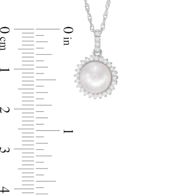 Vera Wang LOVE 7.5-8.0mm Akoya Cultured Pearl and Diamond Accent Frame Pendant in 14K White Gold