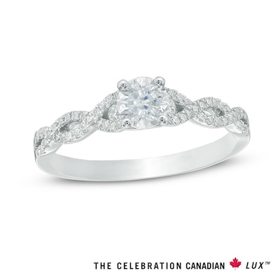 Celebration Canadian Lux® 0.63 CT. T.W. Certified Diamond Twist Shank Engagement Ring in 14K White Gold (I/SI2)