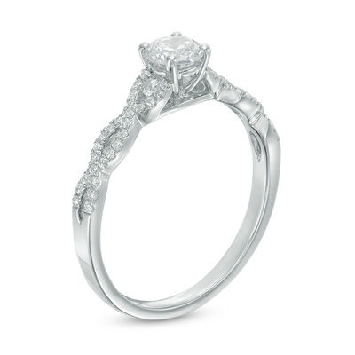 Celebration Canadian Lux® 0.63 CT. T.W. Certified Diamond Twist Shank Engagement Ring in 14K White Gold (I/SI2)