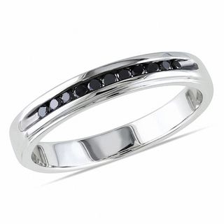 Men's 0.26 CT. T.W. Black Diamond Band in Sterling Silver