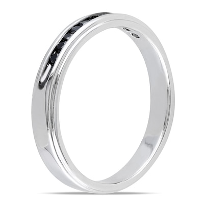 Men's 0.26 CT. T.W. Black Diamond Band in Sterling Silver