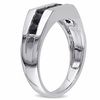 Men's 0.98 CT. T.W. Black Diamond Seven Stone Channel Band in 10K White Gold