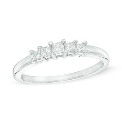 0.23 CT. T.W. Princess-Cut Diamond Five Stone Anniversary Band in 10K White Gold