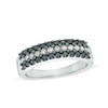 CT. T.W. Enhanced Black and White Diamond Three Row Anniversary Band in 10K White Gold