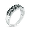 CT. T.W. Enhanced Black and White Diamond Three Row Anniversary Band in 10K White Gold