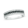 Thumbnail Image 1 of 0.45 CT. T.W. Enhanced Black and White Diamond Three Row Anniversary Band in 10K White Gold