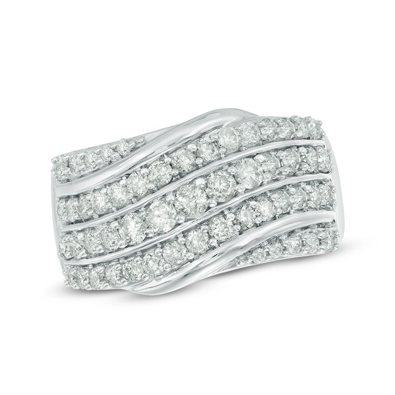 0.95 CT. T.W. Diamond Slant Anniversary Band in 10K White Gold|Peoples Jewellers