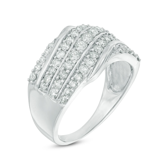 0.95 CT. T.W. Diamond Slant Anniversary Band in 10K White Gold