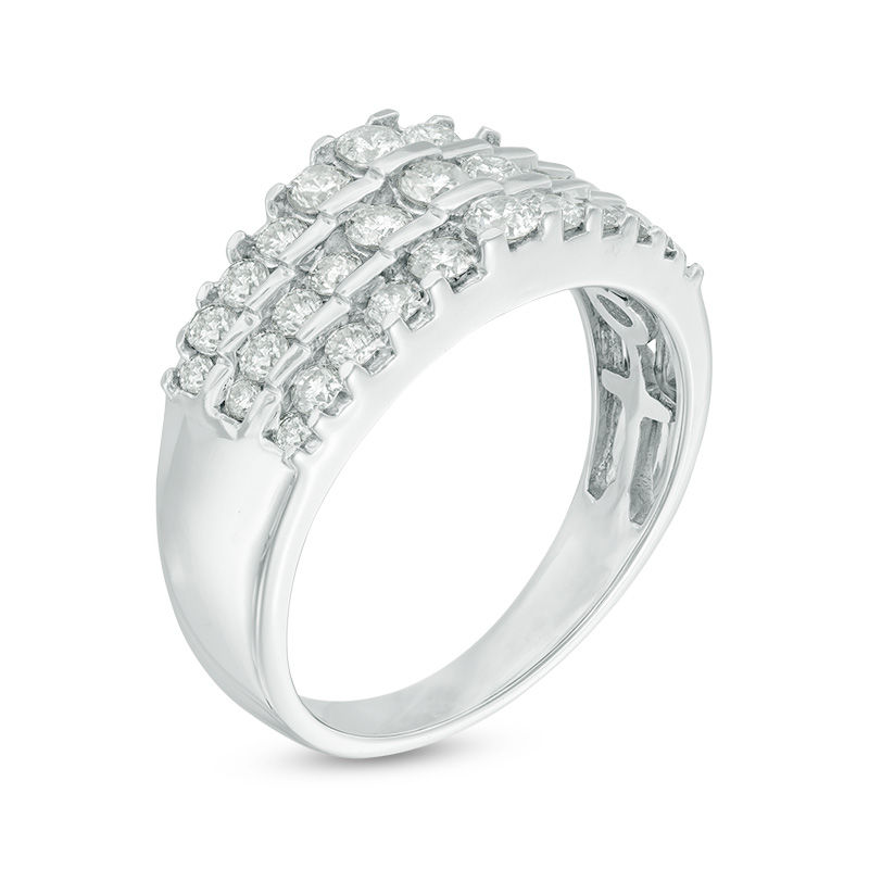 0.95 CT. T.W. Diamond Three Row Anniversary Band in 14K White Gold|Peoples Jewellers