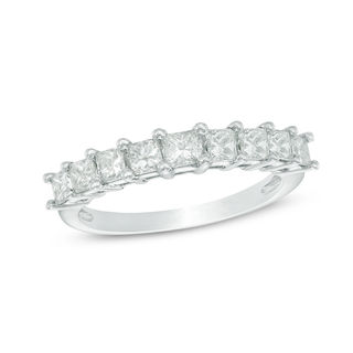 0.95 CT. T.W. Princess-Cut Diamond Anniversary Band in 10K White Gold ...