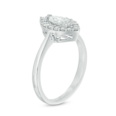 0.70 CT. T.W. Marquise Diamond Frame Engagement Ring in 10K White Gold