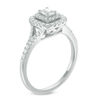Thumbnail Image 1 of 0.45 CT. T.W. Emerald-Cut Diamond Double Frame Split Shank Engagement Ring in 14K White Gold