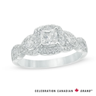 Celebration Canadian Ideal 1.04 CT. T.W. Princess-Cut Certified Diamond Engagement Ring in 14K White Gold (I/I1)