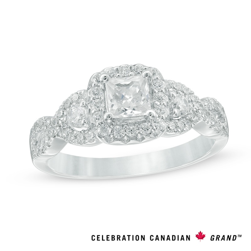 Celebration Canadian Ideal 1.04 CT. T.W. Princess-Cut Certified Diamond Engagement Ring in 14K White Gold (I/I1)