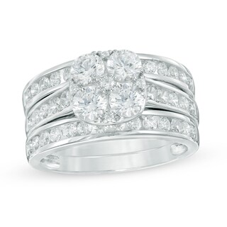 1.95 CT. T.W. Composite Diamond Three Piece Bridal Set in 14K White Gold