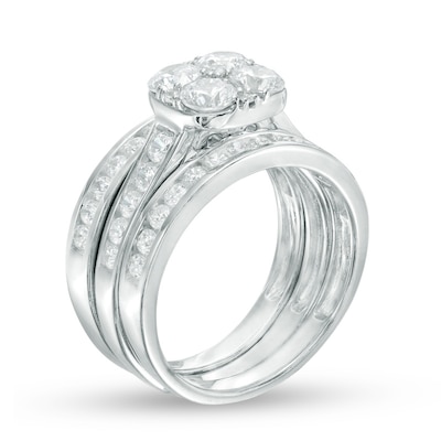 1.95 CT. T.W. Composite Diamond Three Piece Bridal Set in 14K White Gold