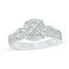 Thumbnail Image 0 of 0.80 CT. T.W. Princess-Cut Quad Diamond Tilted Frame Engagement Ring in 14K White Gold