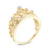 Diamond Accent Heart Crown Ring in Sterling Silver with 14K Gold Plate