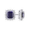 Thumbnail Image 0 of 7.0mm Cushion-Cut Lab-Created Blue and White Sapphire Frame Stud Earrings in Sterling Silver